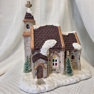 Christmas Valley Hand Painted Porcelain Church Collector's‎ Series Vintage 1991